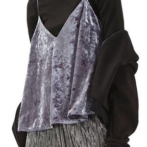 Topshop Crushed Velvet Gray Swing Tank Top